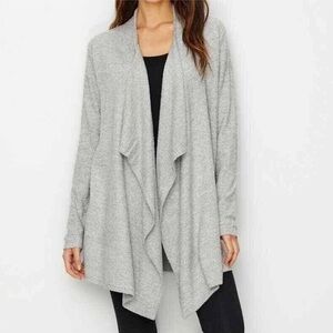 BD Bamboo Chic Lite gray Knit Open Front Drape Cardigan sweater S/M #436